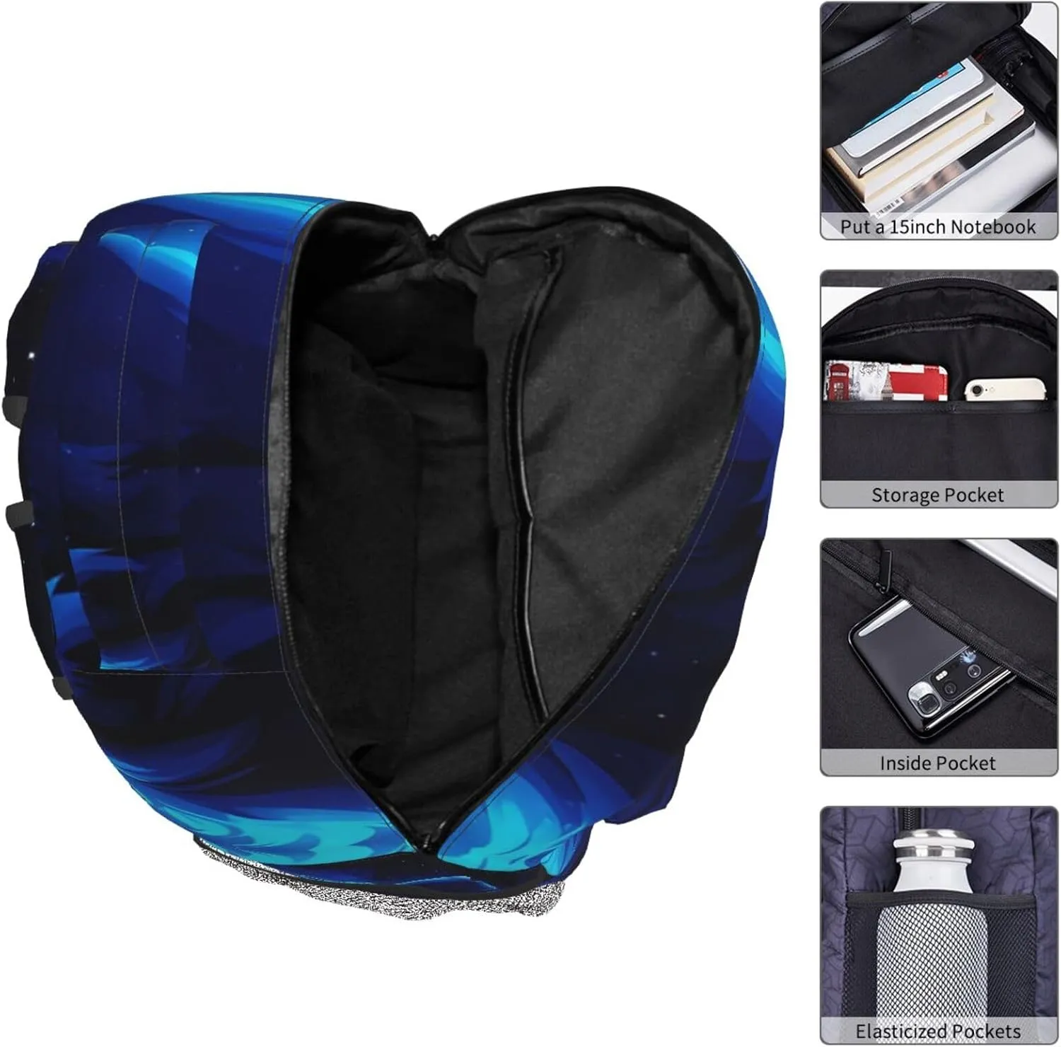 Girls 3D Galaxy Wolf Backpacks Boys Bookbag 16"Shoulder Bag Daypack for Teens 1-5th Grade