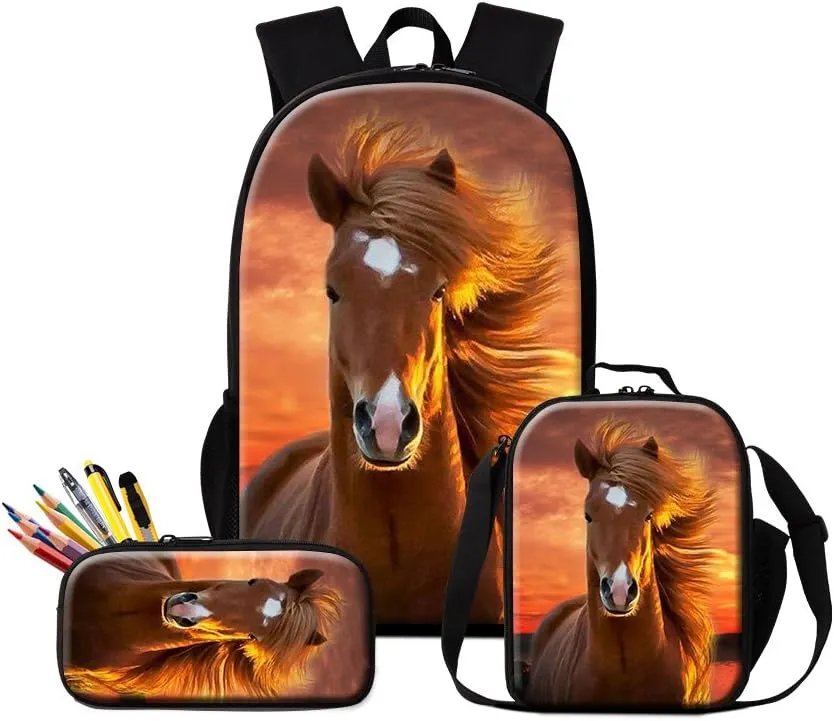 GiveMeBag Cool Lizard Print Backpack Shoulder Bookbag Sling Lunch Bag for Children Portable Cooler Bag Boys Bagpack Pencil Case Animal