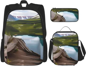 Glacier National Park Print Comfortable Adjustable Shoulder Casual Fashion Backpack Lunch Bag Pencil Case