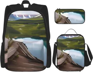 Glacier National Park Print Practicality Bag Casual Fashion Backpack Lunch Bag Pencil Case Camping Gear Bag