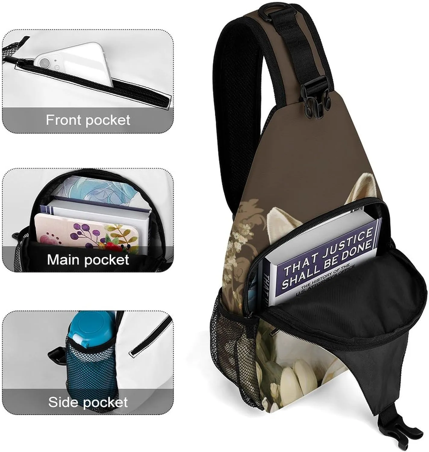 Glitter Rainbow Polka Dot Crossbody Sling Bag, Travel Backpack, Hiking Sling Bags, Chest Bag, Shoulder Bags, Daypack