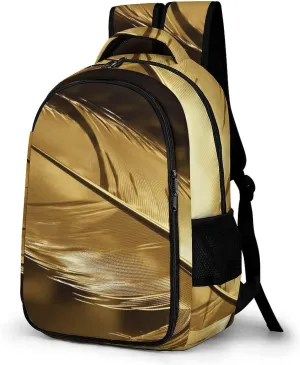 Golden Feathers Travel Backpack Adjustable Computer Bag Casual Travel Daypack Satchel Backpack Unisex