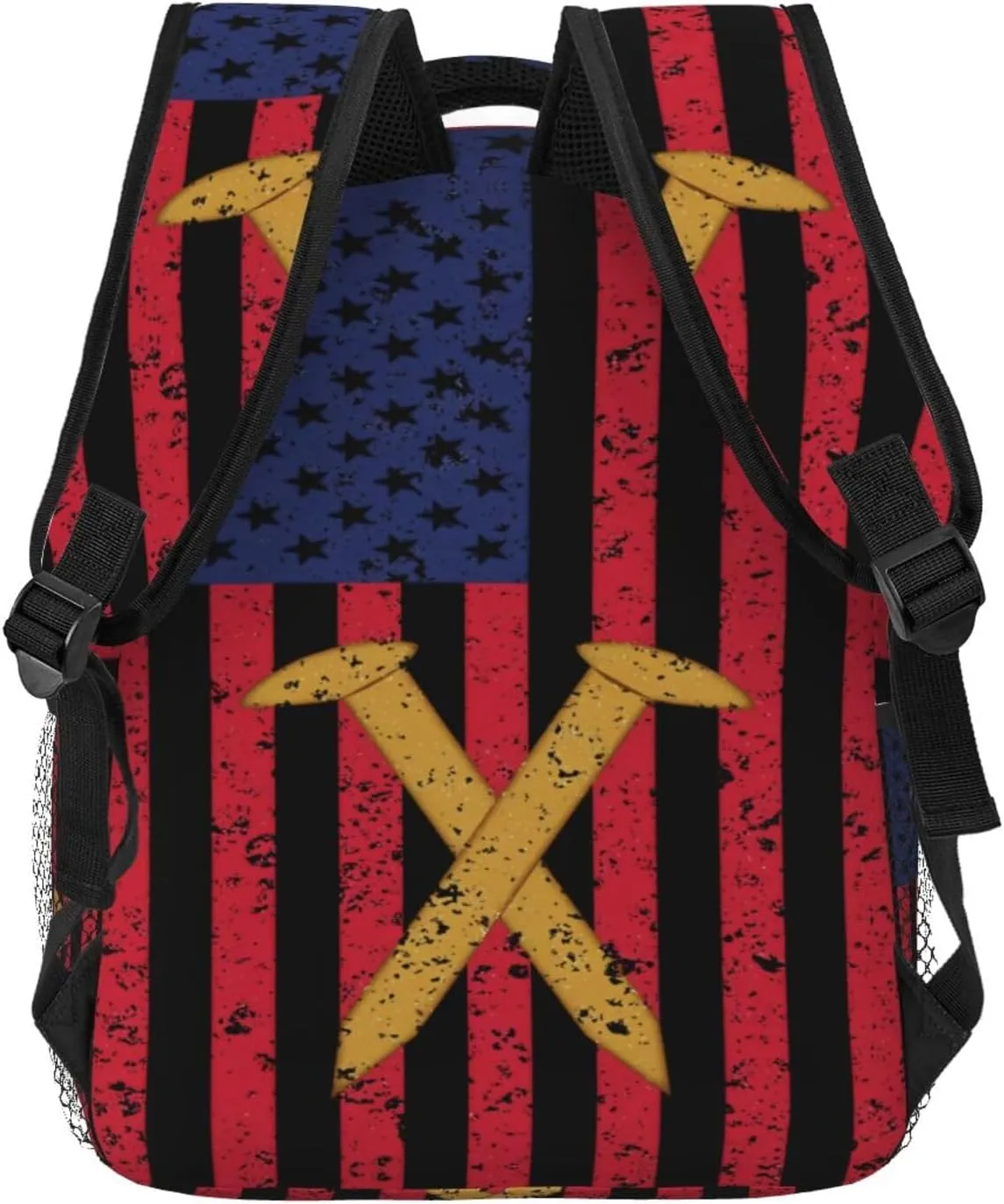 Golden Spike Railroad Spike American Flag Casual Backpacks Sport Backpack Travel Rucksack Canvas Daypack Workout Bags with Pockets for Gym Working Hiking