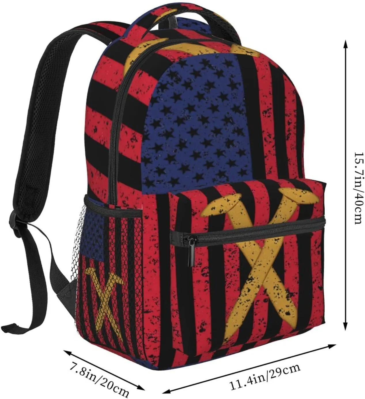 Golden Spike Railroad Spike American Flag Casual Backpacks Sport Backpack Travel Rucksack Canvas Daypack Workout Bags with Pockets for Gym Working Hiking