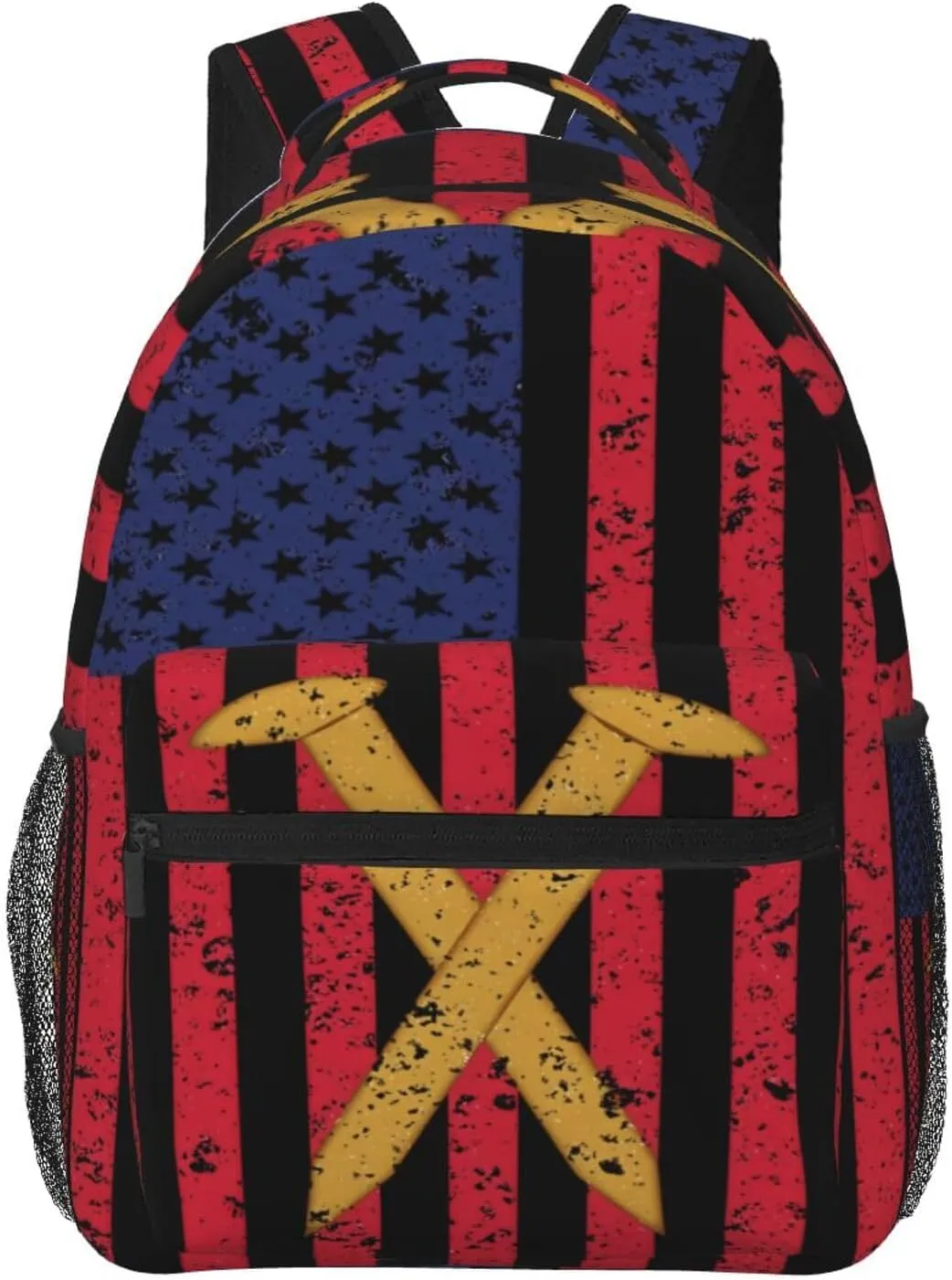Golden Spike Railroad Spike American Flag Casual Backpacks Sport Backpack Travel Rucksack Canvas Daypack Workout Bags with Pockets for Gym Working Hiking