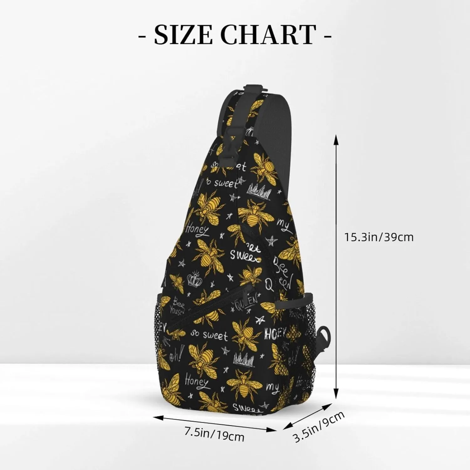 Golden Sweet Honey Bee Queen Cross Chest Bag Diagonally Hiking Crossbody Bag Travel Shoulder Daypack Lightweight Sling Backpack Cycling Daypacks Fitness Chest Backpacks