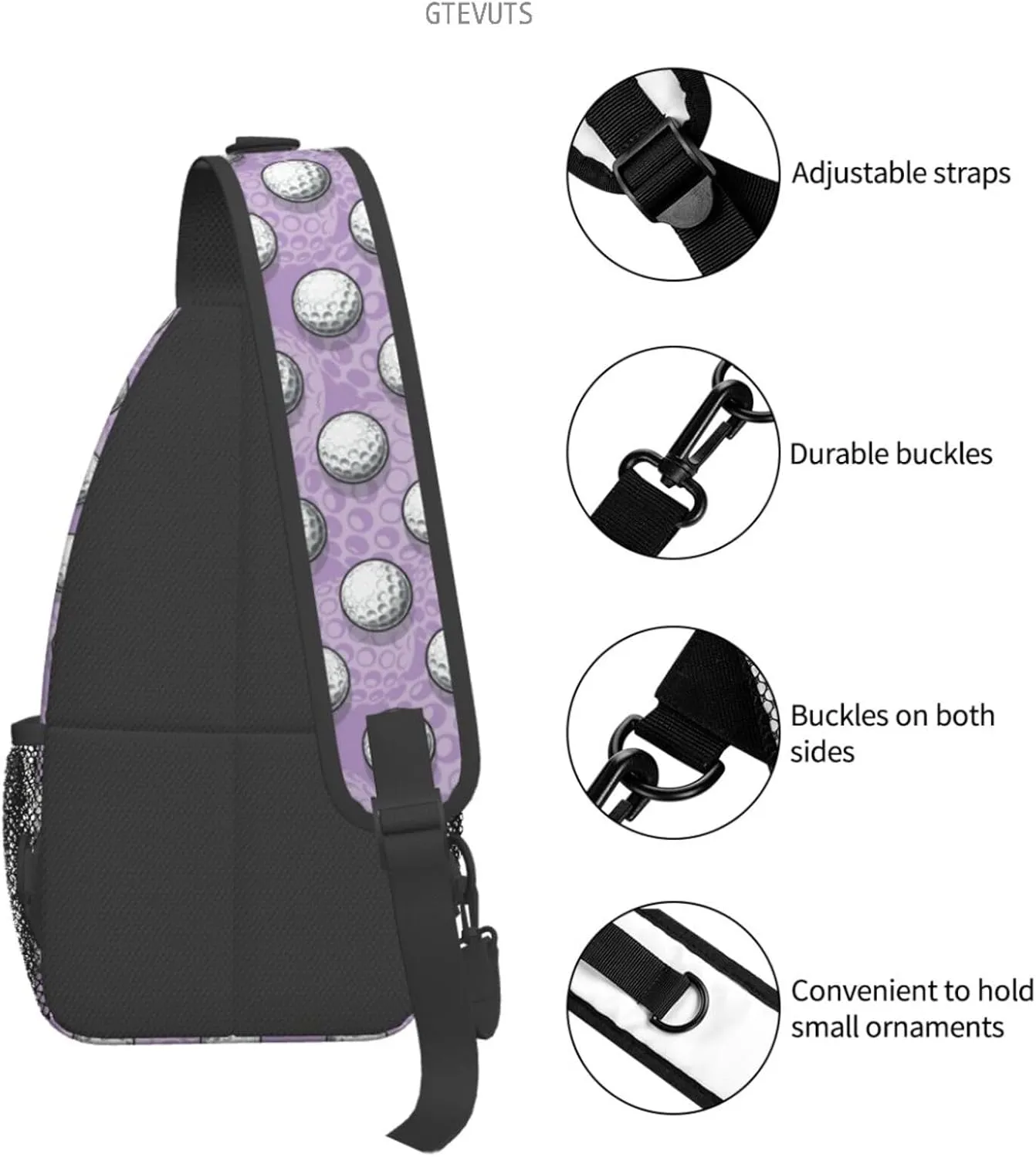 Golf Sling Backpack Chest Bag Crossbody Shoulder Bag Gym Cycling Travel Hiking Daypack For Men Women