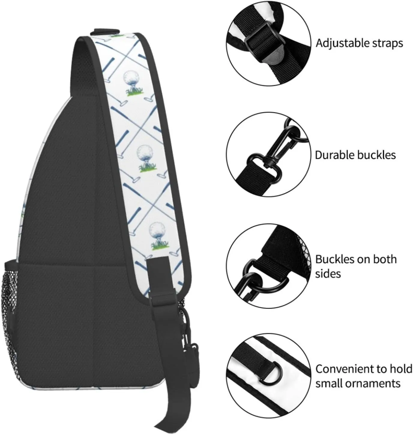 Golf Sling Backpack Chest Bag Crossbody Shoulder Bag Gym Cycling Travel Hiking Daypack For Men Women