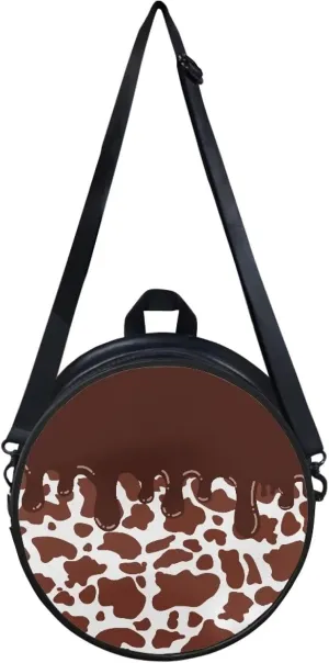 Gomyblomy Girls Womens Shoulder Handbag Casual Round Purse Zipper PU Leather Satchel with Adjustable Straps