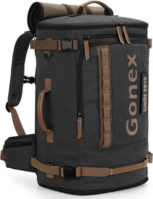 Gonex Canvas Laptop Backpack, Large 3-in-1 Convertible Vintage Travel Bag for Men & Women, Durable Carry-On for Work, College & Outdoor Adventure (Dark Gray)