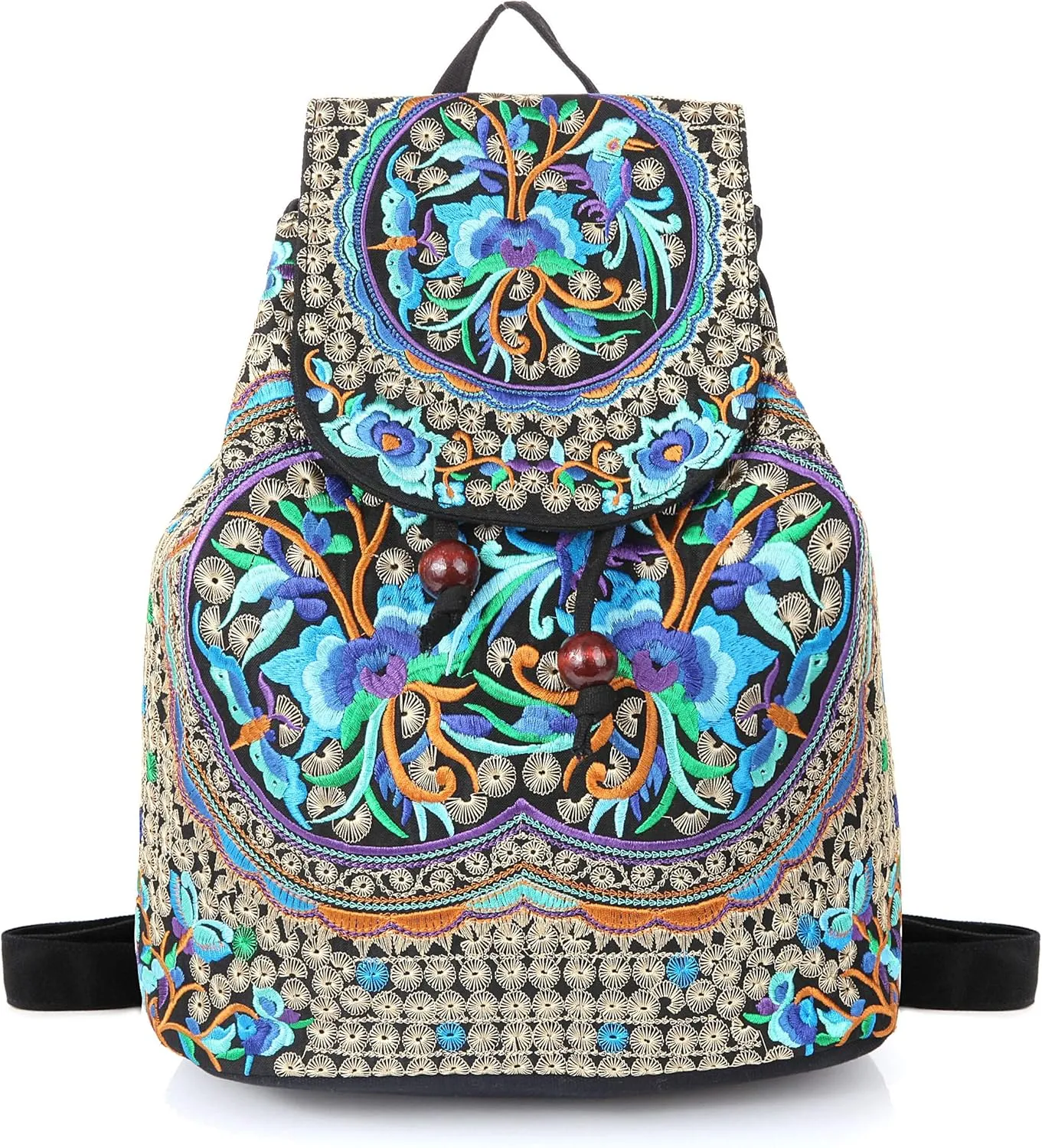 Goodhan Vintage Embroidered Women Backpack Ethnic Travel Handbag Shoulder Bag Large Version