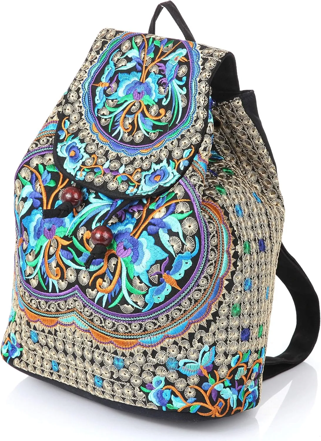 Goodhan Vintage Embroidered Women Backpack Ethnic Travel Handbag Shoulder Bag Large Version
