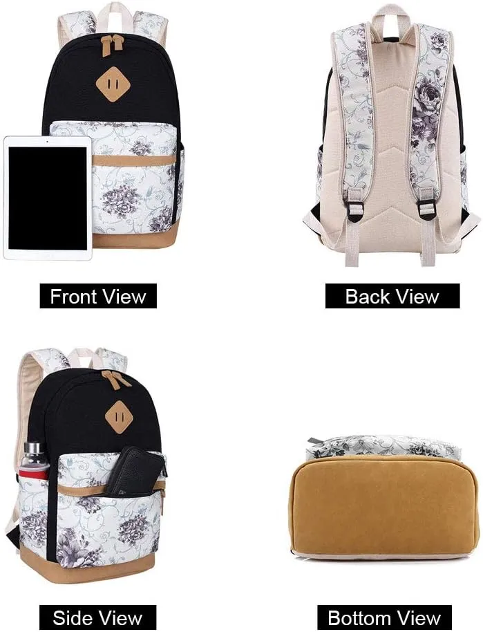 Goodking Teen Girls School Backpack Kids Bookbag Lightweight Travel Laptop Backpack Stylish Casual Daypack