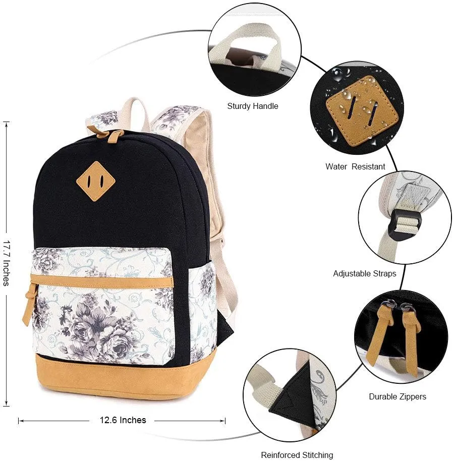 Goodking Teen Girls School Backpack Kids Bookbag Lightweight Travel Laptop Backpack Stylish Casual Daypack