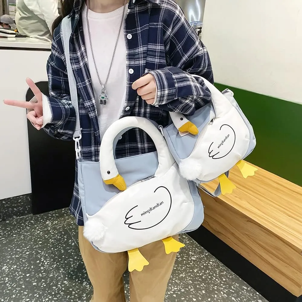 Goose Purse Nylon Shoulder Bag for Women Goose Shaped Tote Handbag Crossbody Bag