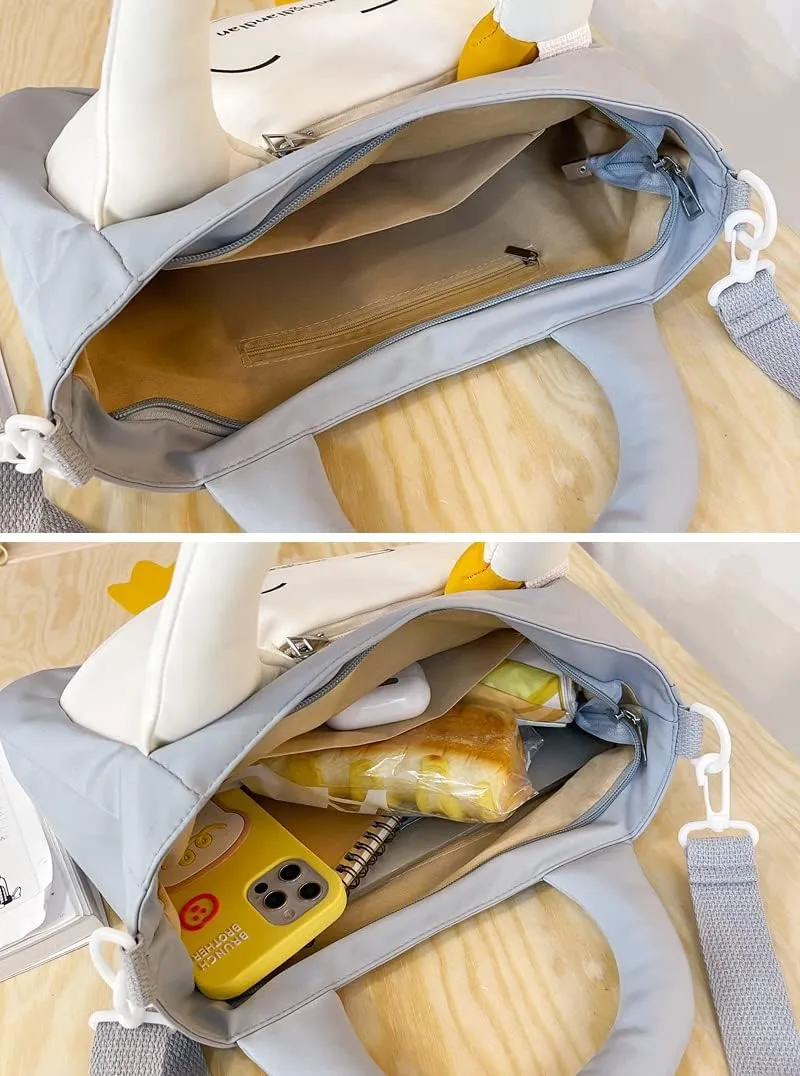 Goose Purse Nylon Shoulder Bag for Women Goose Shaped Tote Handbag Crossbody Bag