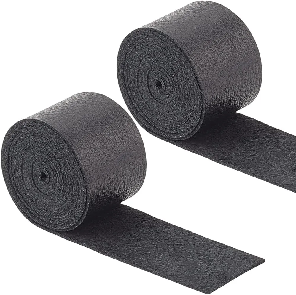 GORGECRAFT 9-10m Genuine Leather Strips 21mm Wide Lamb Skin Texture Flat Leather Cord Black Top Grain Soft Sheep Skin Hide for DIY Sewing Crafts Garment Edging Hemming Belts Bracelet Jewelry Making