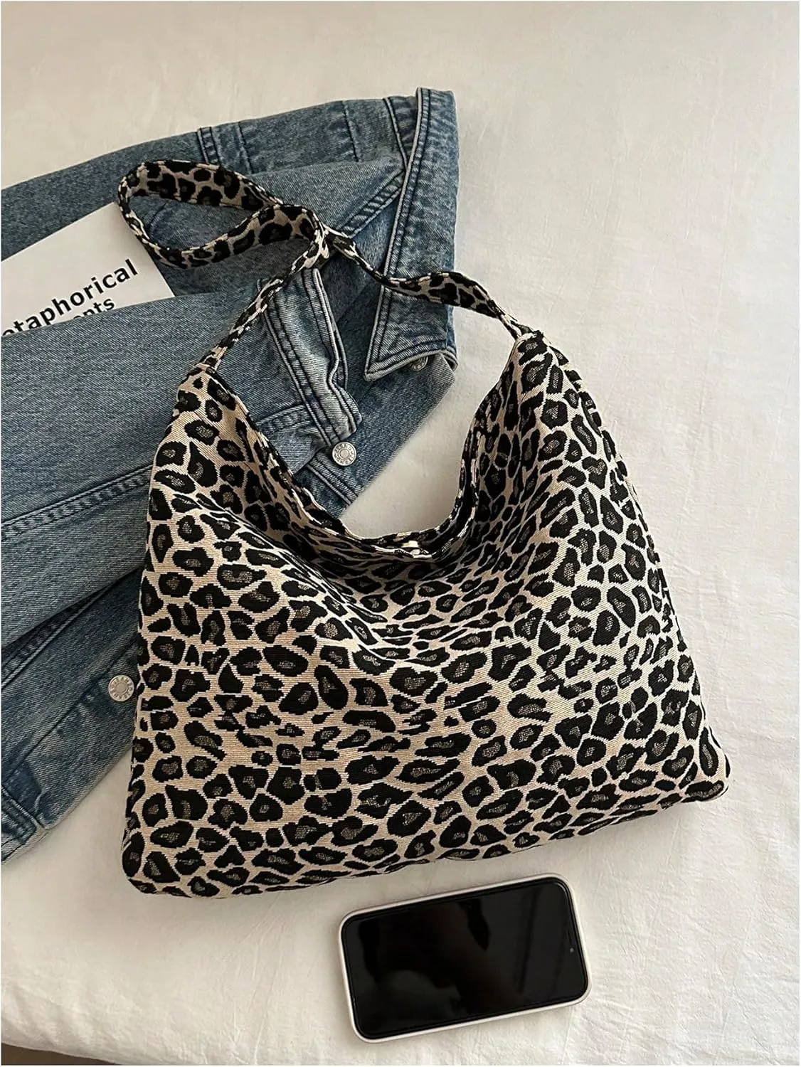 GORGLITTER Women's Leopard Print Shoulder Bag Large Cheetah Tote Bag Lightweight Handbag Crossbody Bag