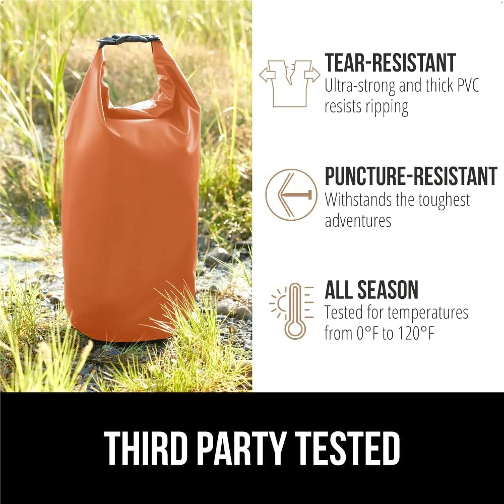 Gorilla Gear Heavy Duty 100% Waterproof IPX 6 Dry Bag, Tear and Puncture Resistant Bags for Kayaking Boating Hiking Camping Swimming Water Sports, Lightweight Outdoor Wet Storage Backpack, 30L, Orange