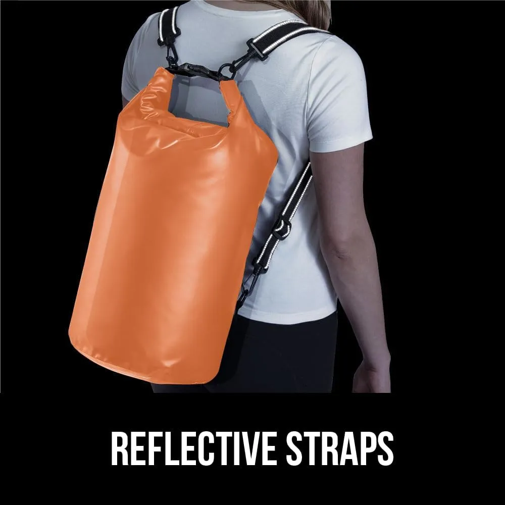 Gorilla Gear Heavy Duty 100% Waterproof IPX 6 Dry Bag, Tear and Puncture Resistant Bags for Kayaking Boating Hiking Camping Swimming Water Sports, Lightweight Outdoor Wet Storage Backpack, 30L, Orange