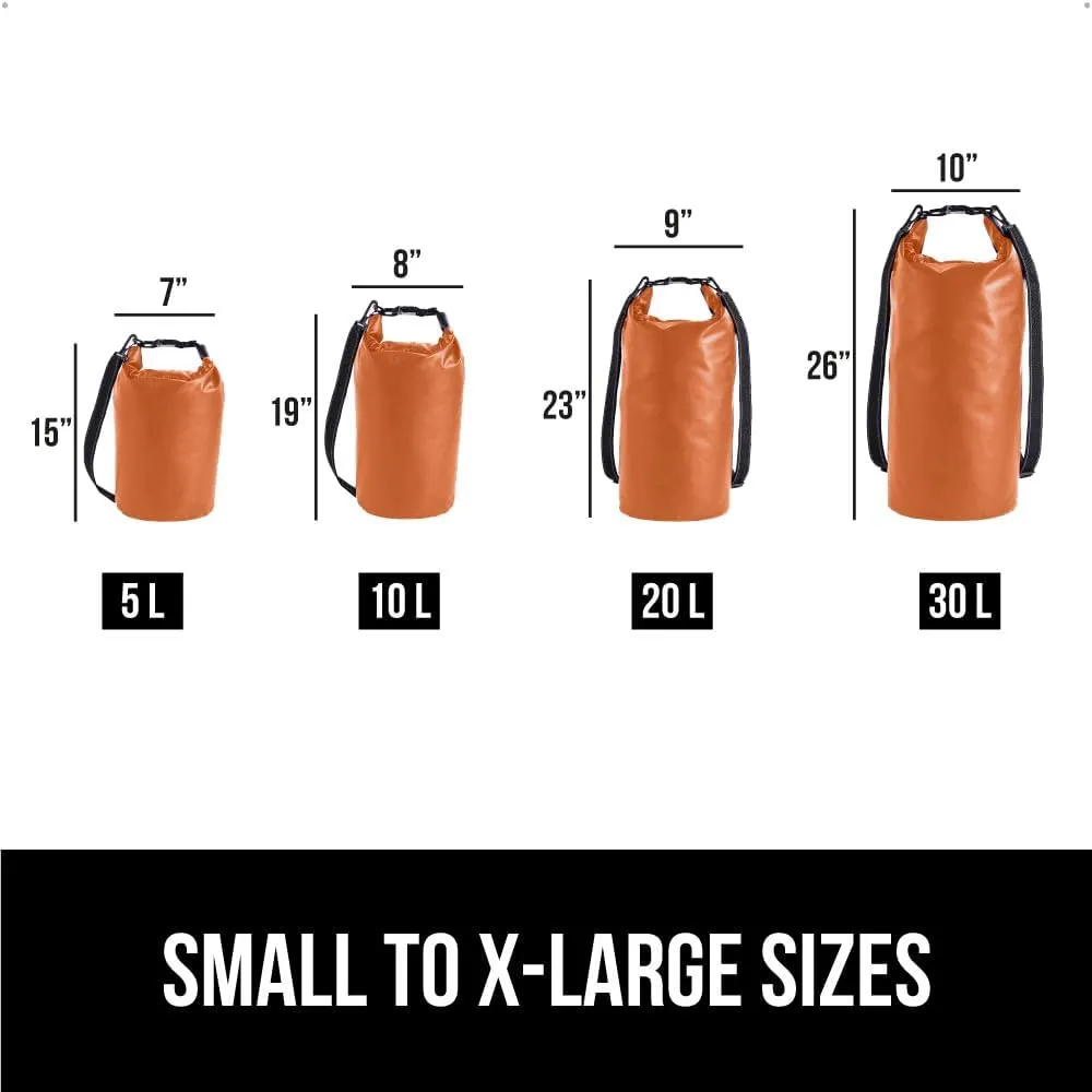 Gorilla Gear Heavy Duty 100% Waterproof IPX 6 Dry Bag, Tear and Puncture Resistant Bags for Kayaking Boating Hiking Camping Swimming Water Sports, Lightweight Outdoor Wet Storage Backpack, 30L, Orange
