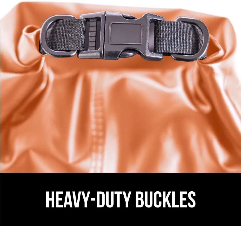 Gorilla Gear Heavy Duty 100% Waterproof IPX 6 Dry Bag, Tear and Puncture Resistant Bags for Kayaking Boating Hiking Camping Swimming Water Sports, Lightweight Outdoor Wet Storage Backpack, 30L, Orange