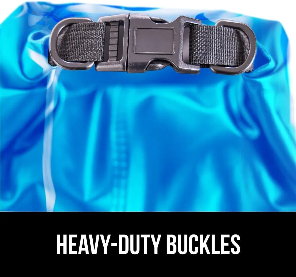 Gorilla Gear Heavy Duty 100% Waterproof IPX 6 Dry Bag, Tear and Puncture Resistant Bags Kayaking Boating Hiking Camping Swimming Water Sports, Lightweight Outdoor Wet Storage Backpack, 30L Clear Blue