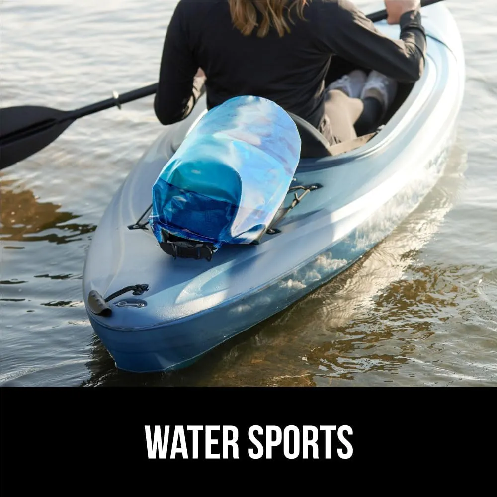 Gorilla Gear Heavy Duty 100% Waterproof IPX 6 Dry Bag, Tear and Puncture Resistant Bags Kayaking Boating Hiking Camping Swimming Water Sports, Lightweight Outdoor Wet Storage Backpack, 30L Clear Blue