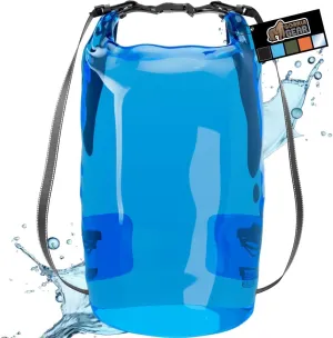 Gorilla Gear Heavy Duty 100% Waterproof IPX 6 Dry Bag, Tear and Puncture Resistant Bags Kayaking Boating Hiking Camping Swimming Water Sports, Lightweight Outdoor Wet Storage Backpack, 30L Clear Blue