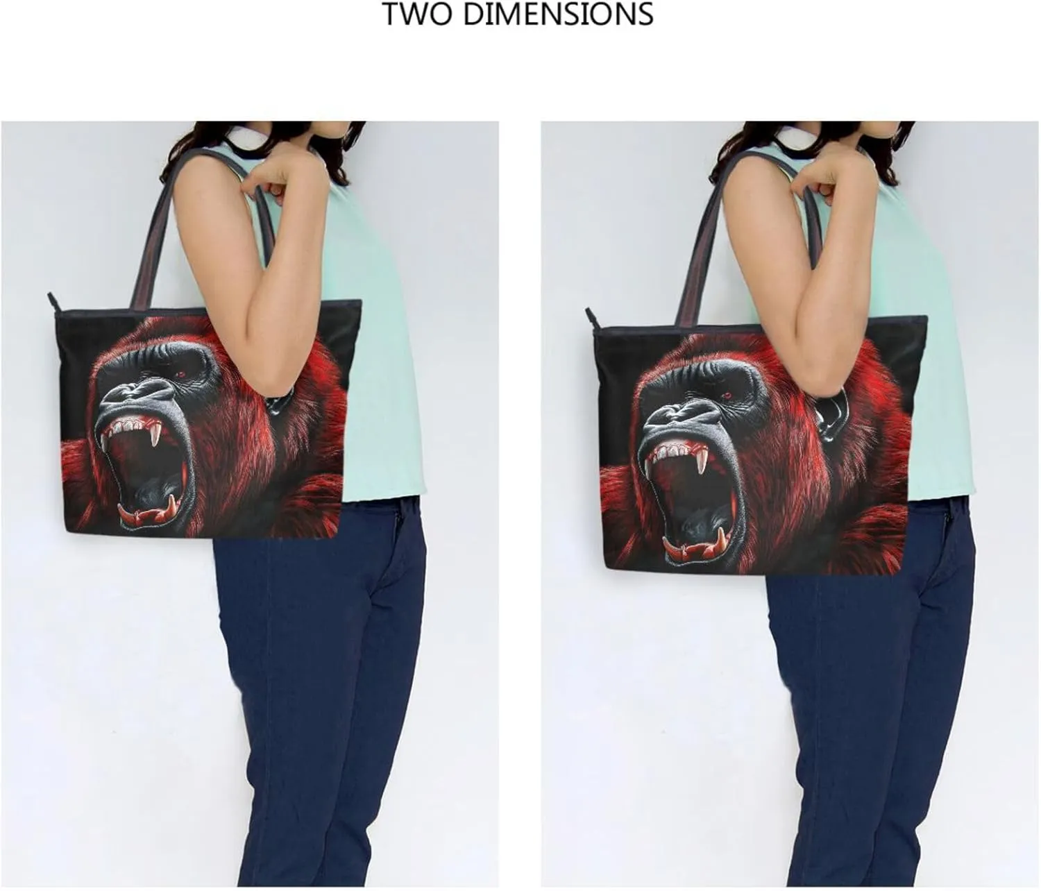 Gorilla Red Roar Tote Bag for Women Durable Designer Handbag with Zipper for Daily Use L
