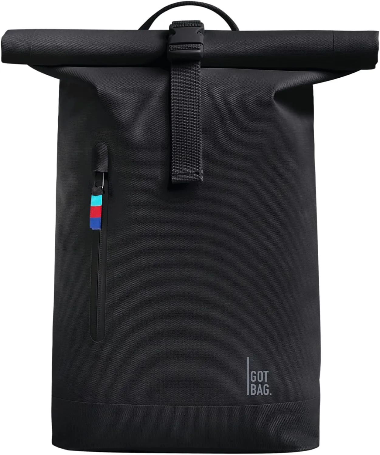 GOT BAG - ROLLTOP SMALL Backpack, Backpack for Work & Travel with a Water Bottle Holder, Eco-Conscious Bag Made of Recycled Ocean Impact Plastic™ (Black Color)