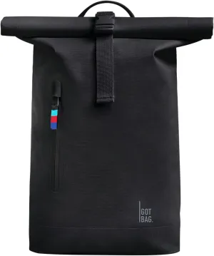 GOT BAG - ROLLTOP SMALL Backpack, Backpack for Work & Travel with a Water Bottle Holder, Eco-Conscious Bag Made of Recycled Ocean Impact Plastic™ (Black Color)