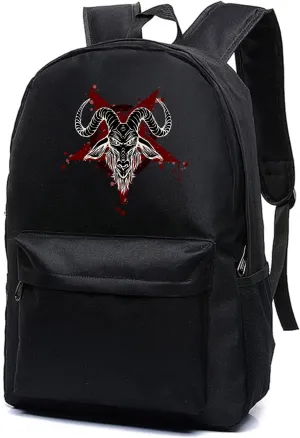 Goth Baphomet Pentagram Satanic goat head Unisex Classic Canvas Goth Backpack for School Bookbag