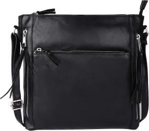 Grace Soft Napa Real Leather Large Cross body handbag-Double Zip Premium Sling Crossover Shoulder Bag for Women