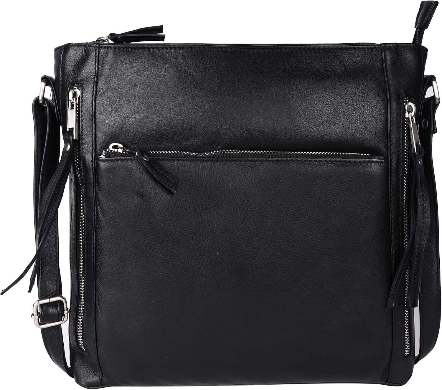 Grace Soft Napa Real Leather Large Cross body handbag-Double Zip Premium Sling Crossover Shoulder Bag for Women
