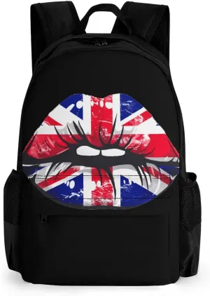 Great Britain England Lips Laptop Backpack for Men Women Shoulder Bag Business Work Bag Travel Casual Daypacks