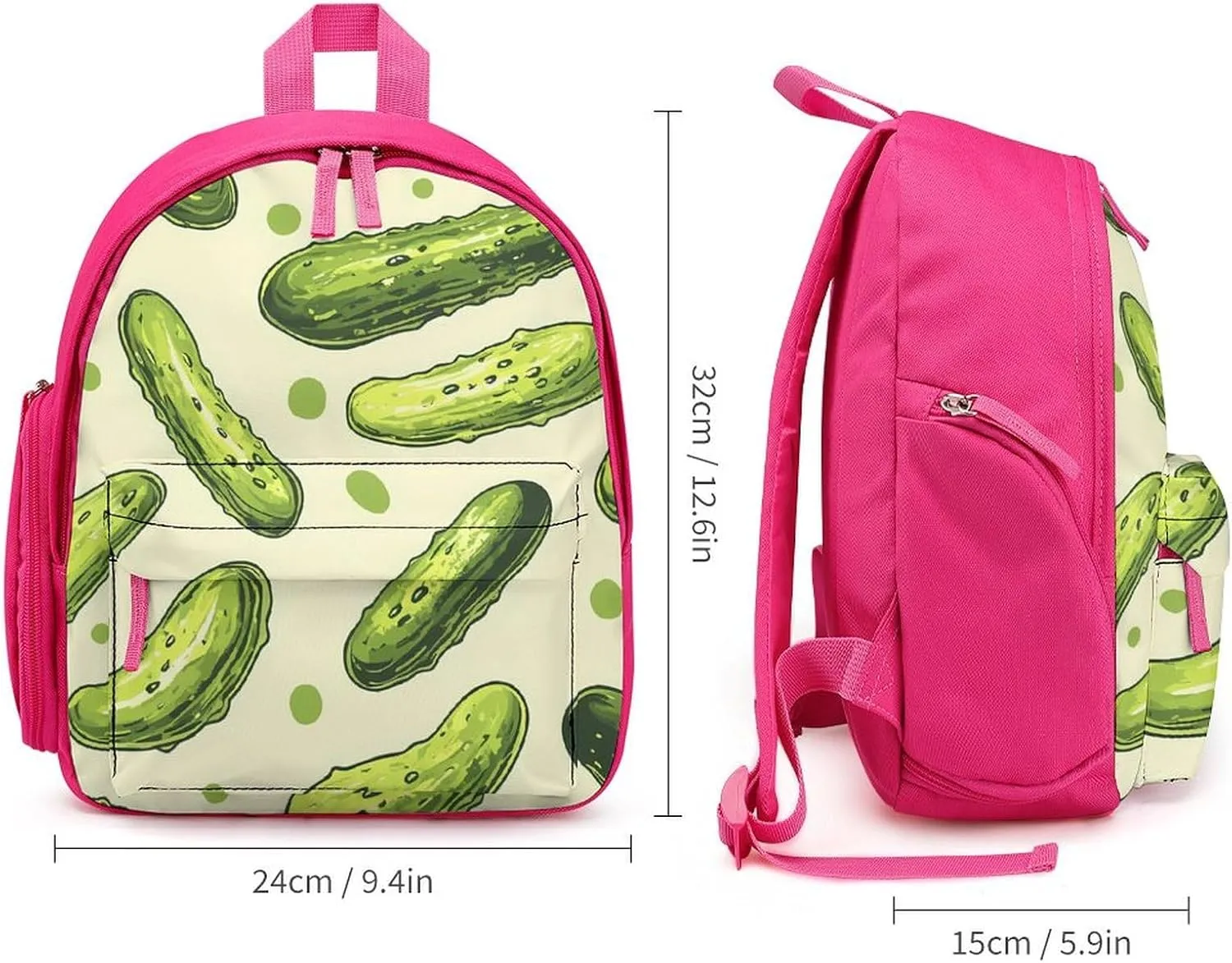 Green Pickles Cucumbers Simple Backpack Lightweight Cute Printing Shoulder Bag Family Travel Pink-style