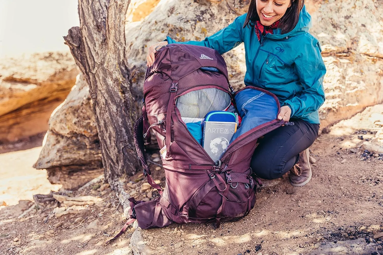 Gregory Deva 60L Women's Dayhiking/Backpacking Pack, Freefloat Suspension, AirCushion Breathable Backpanel, Alloy Frame, Small, Eggplant