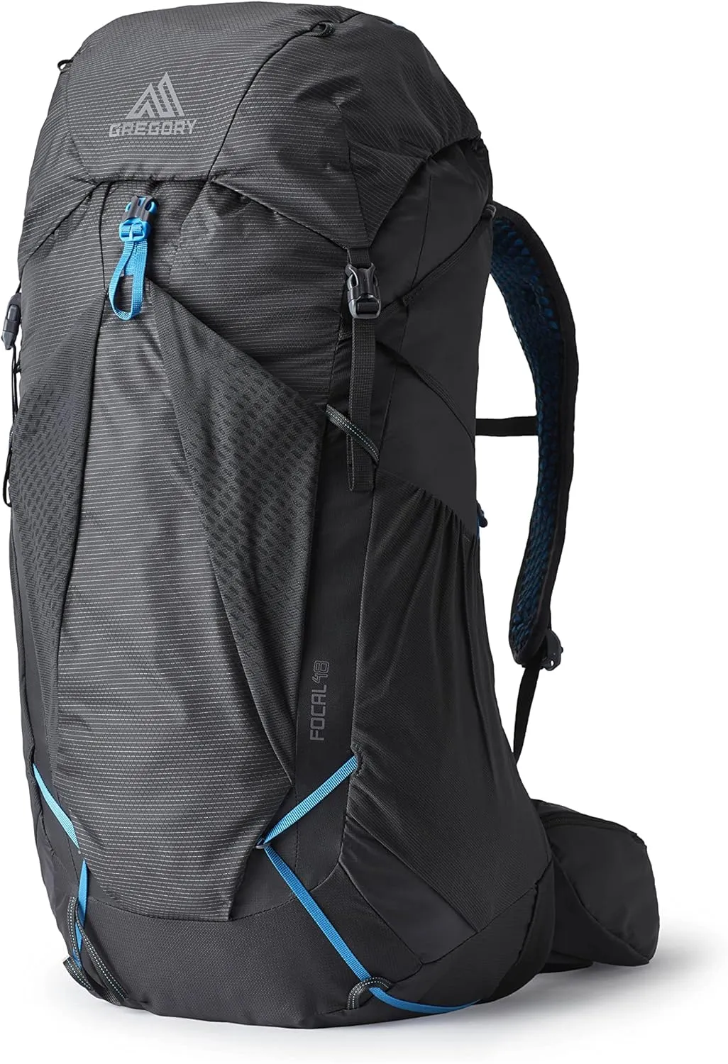 Gregory Focal 48L Unisex Ultralight Backpacking Pack with Freefloat Suspension, Aluminum Frame, Ventilated Backpanel, Large, Ozone Black