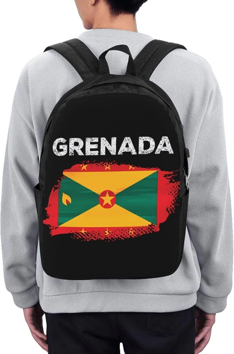 Grenada Flag Grenadian Proud Roots Travel Backpack 17-Inch Laptop Backpacks Business Rucksack Casual Sport Daypack with USB Charging Port Carry-on Bag for Camping Biking