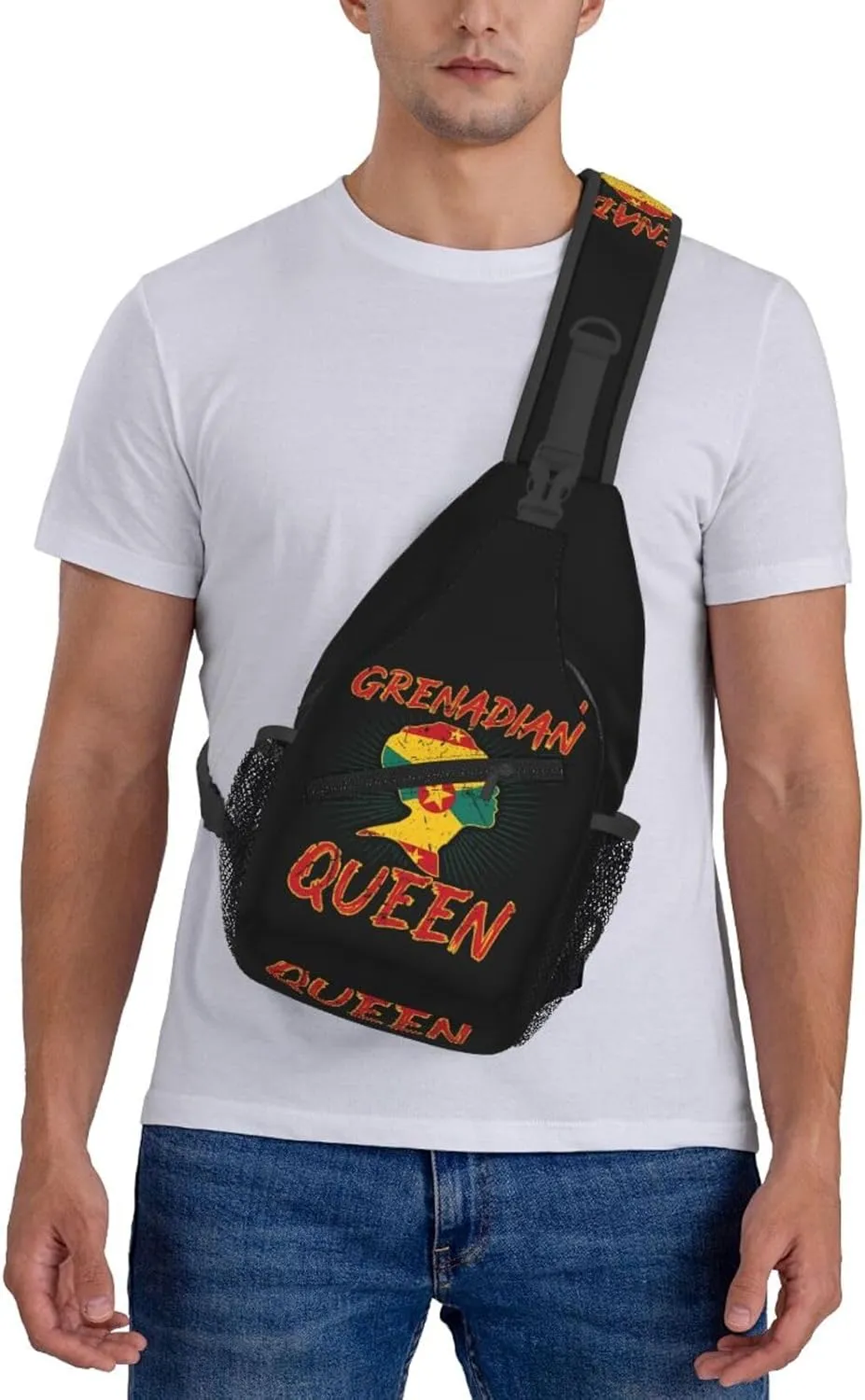 Grenadian Queen Grenada Culture Cultural Afro Pride Flag Crossbody Bag Cross Chest Bag Adjustable Sling Backpack Sports Gym Shoulder Bags Travel Cycling Daypack Diagonally Casual Rucksack