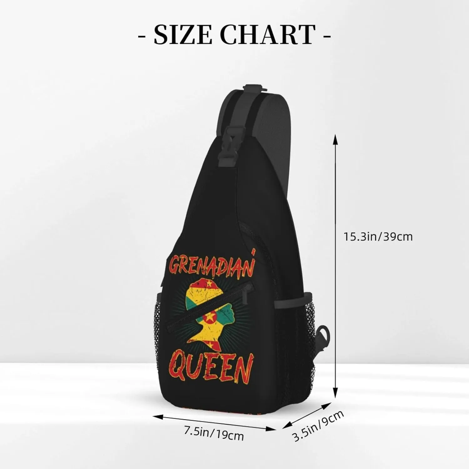 Grenadian Queen Grenada Culture Cultural Afro Pride Flag Crossbody Bag Cross Chest Bag Adjustable Sling Backpack Sports Gym Shoulder Bags Travel Cycling Daypack Diagonally Casual Rucksack