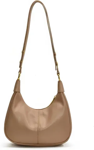 GRPKSSIB PU Leather Shoulder Bags Hobo Crossbody Bag Casual Tote Handbags Women's Crescent Purse with Adjustable Strap