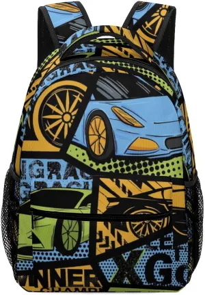 Grunge Speed Car Backpack Large computer Bags with Chest Strap,Lightweight Casual Daypack for Women Men Hiking Travel Work and Business 16 Inch