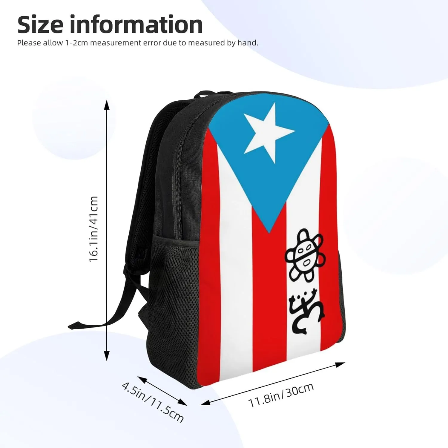 GTEVUTS Puerto Rico Classic Taino Backpack for Men Women - Puerto Rico Gifts-Patriotic Chic Laptop Black Shoulder Bag Travel Camping Work Outdoor Backpacks,15 Inch,Black
