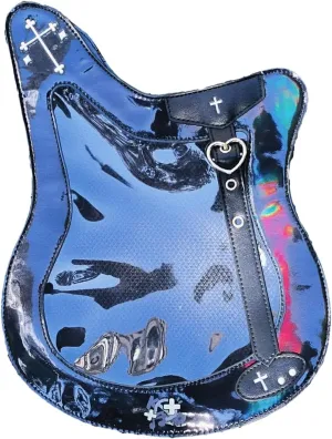 Guitar Ita Bag - Y2K Japanese Backpack for Unisex Women Men with Pin Display Insert Fluorescent Cosplay Blue