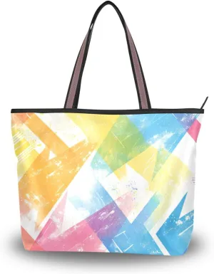 GuoChe Silk Fabric Zippered Tote Bag Reusable Handbags for Women for Everyday & Travel