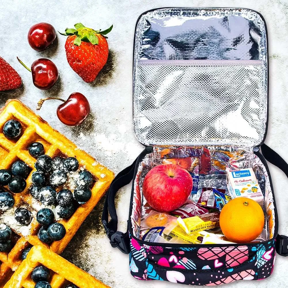 gxtvo 3PCS Girls Backpack, Water Resistant Womens School Bag With Lunch Box, 17 Inch Bookbag Set for College Teenagers.