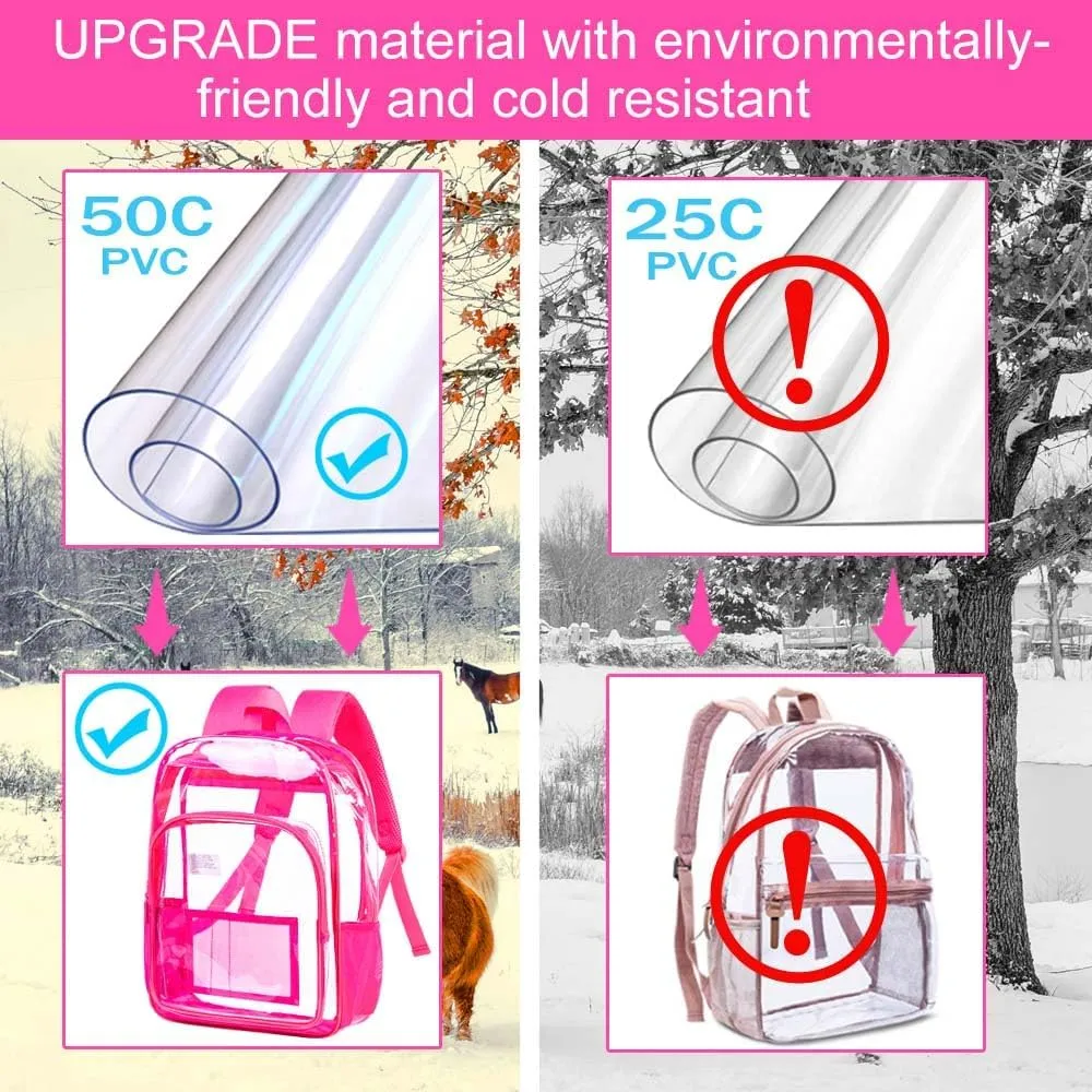 gxtvo Clear Backpack, Heavy Duty Transparent Bookbag, See Through Backpacks for Women Men