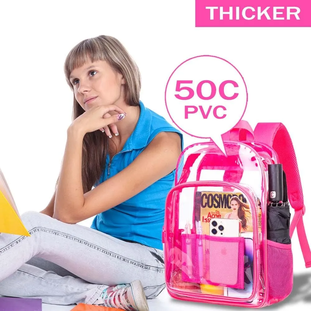 gxtvo Clear Backpack, Heavy Duty Transparent Bookbag, See Through Backpacks for Women Men